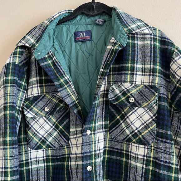 ✨ 911 Sportswear Men’s Navy Blue Green Shacket Jacket Large - Picture 2 of 7